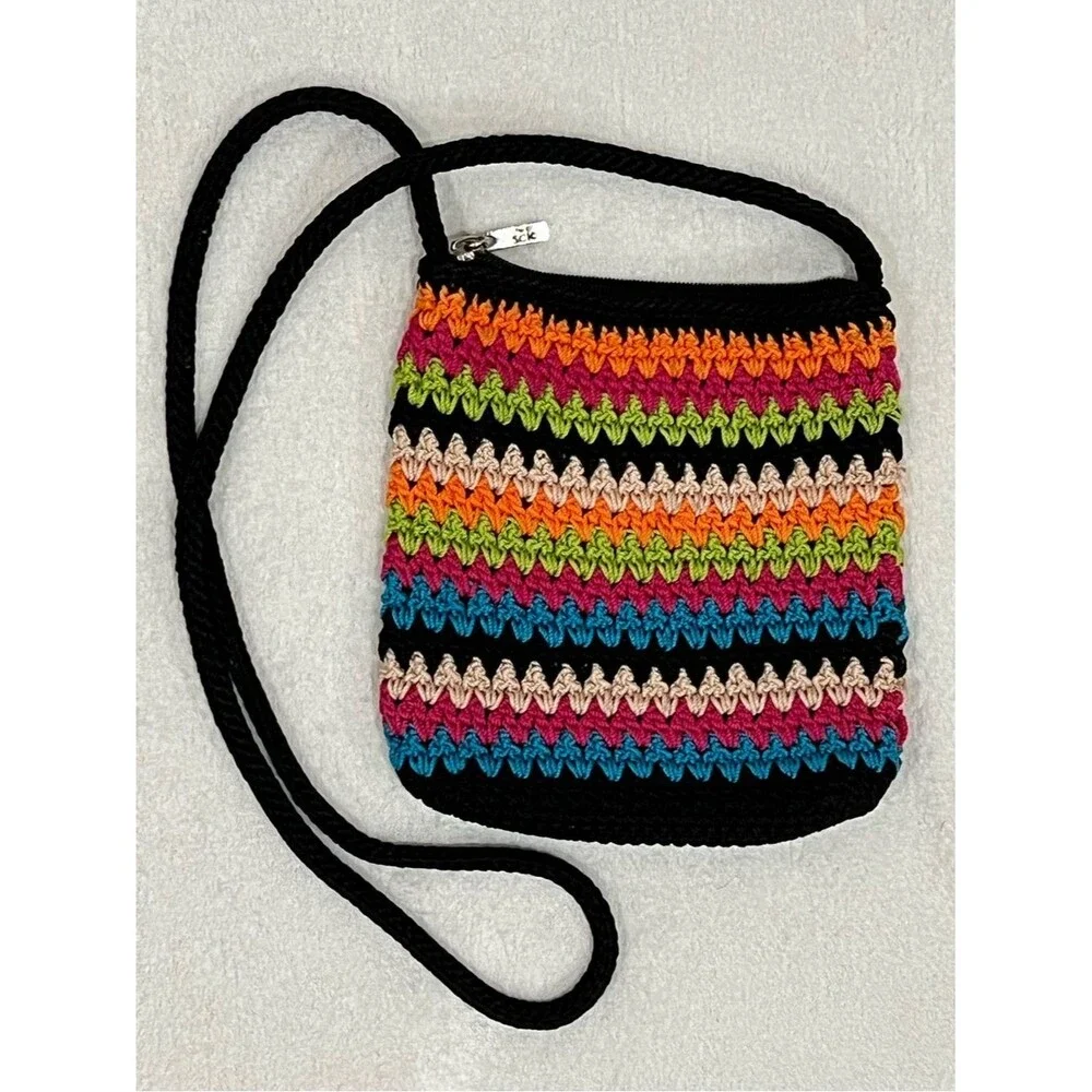 The Sak Multi Colored Striped Boho Crossbody Bag